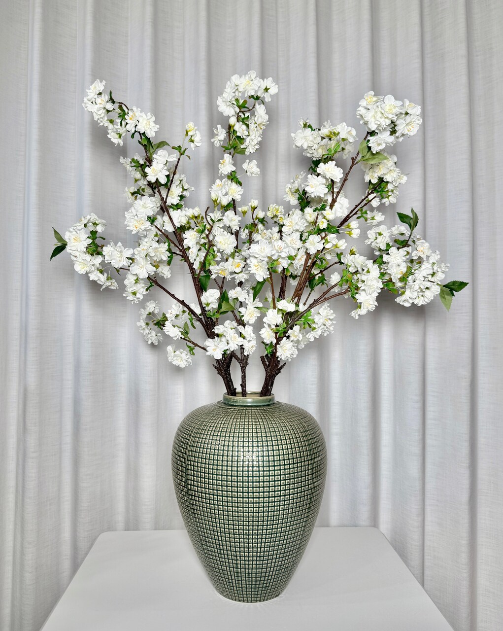 Camilla White Artificial Cherry Blossom Branch 33" Set of 3 | Realistic Faux Silk Stems for Wedding, Party, Event Décor | Japanese Cherry Blossom Floral Arrangement